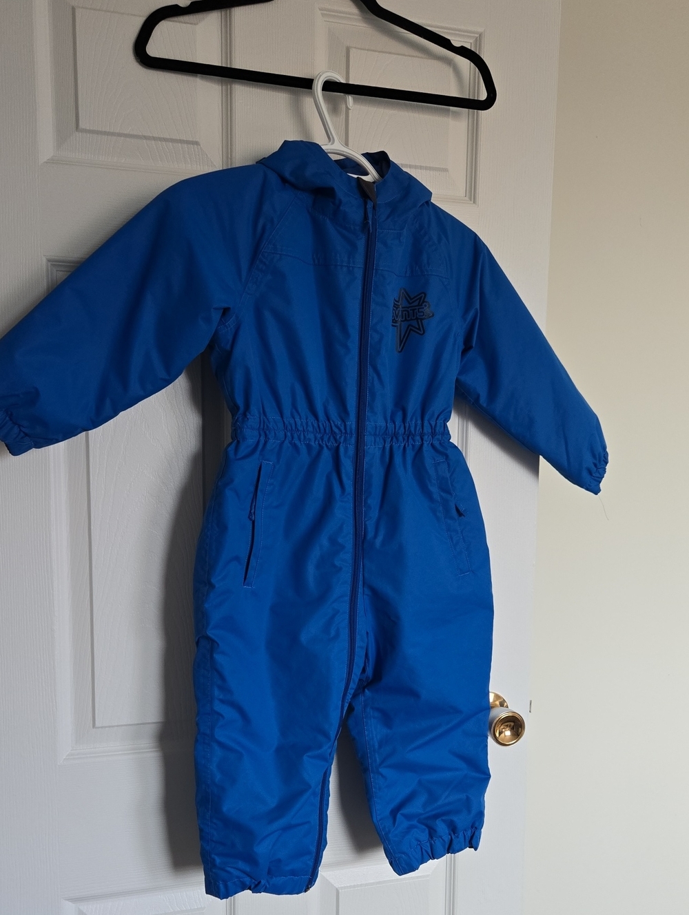 SVNT5 Blue Hooded Kids Snow Suit One-Piece